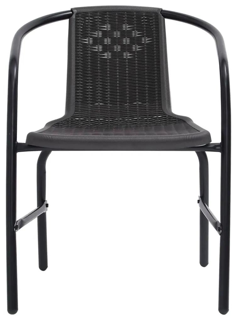 Καρέκλες Κήπου 8 τεμ. 110 κιλά από Πλαστικό Ρατάν &amp; Ατσάλι - Μαύρο