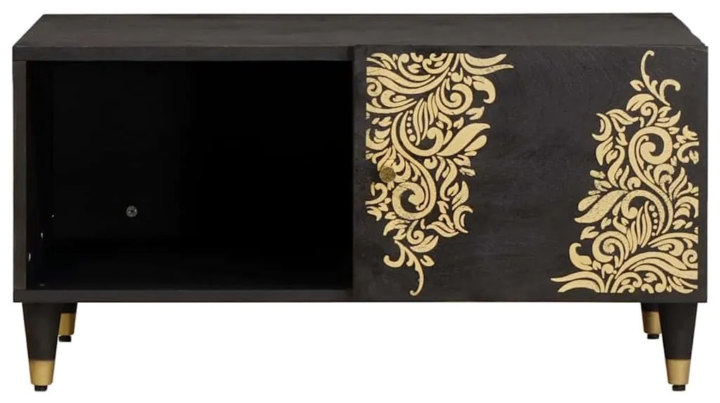 vidaXL Τραπεζάκι σαλονιού Μαύρο 80 x 50 x 40 cm Στερεό ξύλο μάνγκο