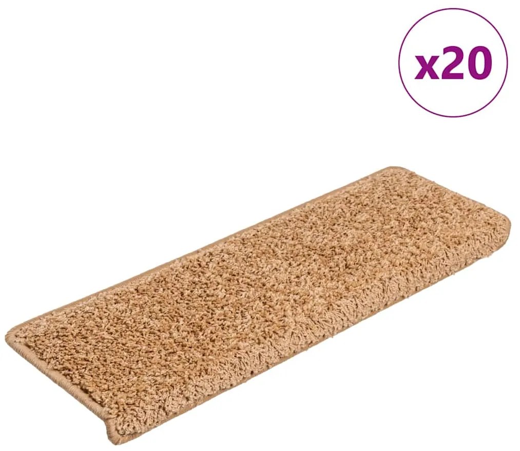 vidaXL Πατάκια Σκαλιών 20 τεμ. Μπεζ Ορθογώνια Άκρη 65x21x4 εκ.