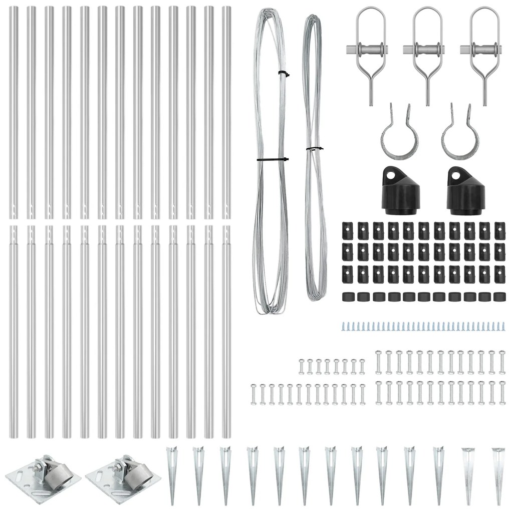 vidaXL Σετ Πόρτες Φράχτη 13 pcs Ασημί Ø32mm 160 εκ
