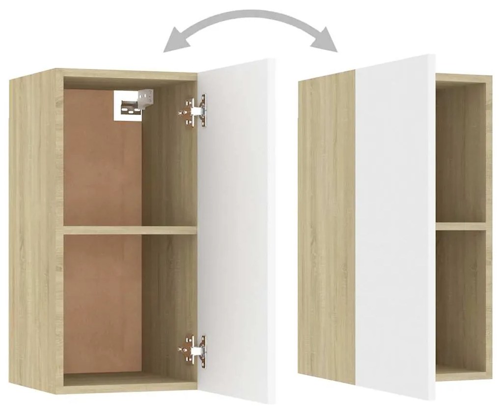 vidaXL Έπιπλα Τηλεόρασης 2 τεμ. Λευκά &amp; Δρυς 30,5x30x60εκ. Επεξ. Ξύλο