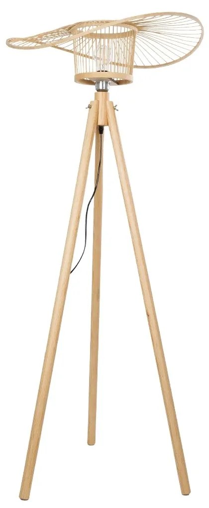 01987 GloboStar®  POPPY 01987 Boho Επιδαπέδιο Φωτιστικό Μονόφωτο 1 x E27 IP20 Μπεζ Ξύλο - Μ58 x Π58 x Υ138cm