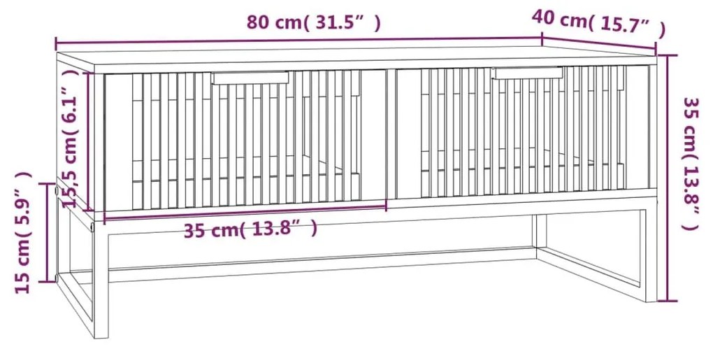 Τραπεζάκι Σαλονιού Μαύρο 80x40x35εκ. Επεξεργασμένο Ξύλο+Σίδηρος - Μαύρο