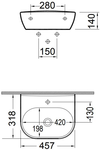 Νιπτήρας Studio Bianco Ceramica white-Μήκος 45 εκ.