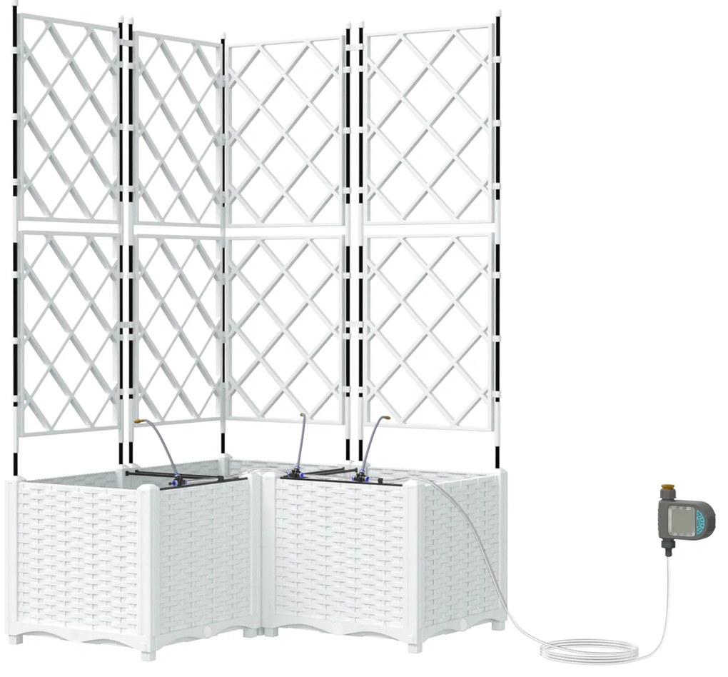 vidaXL Γλάστρες Κήπου 1 τεμ Καφασωτό Λευκό 80 x 80 x 142 cm Πλαστικό