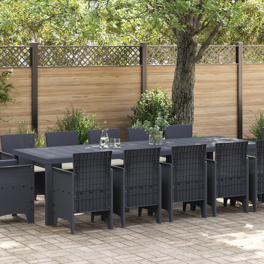 vidaXL Σέτ φαγητού για κήπο 13 pcs Ανθρακί Large Πολυράτταν