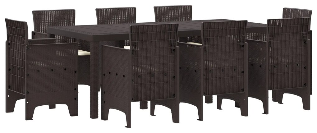 vidaXL Σετ Τραπεζαρίας Κήπου 9 pcs Καφέ Πολυπροπυλένιο