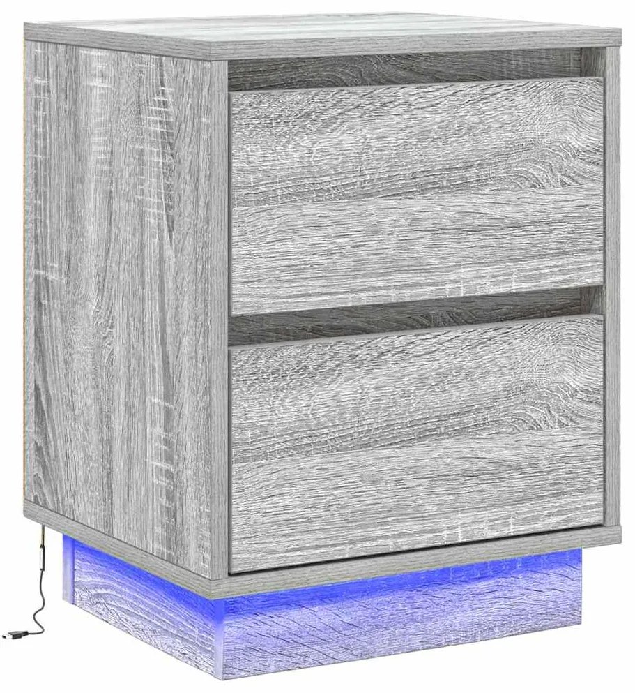 vidaXL Κομοδίνο με συρτάρι Γκρι 39 x 34.5 x 50 εκ. Επεξεργασμένο ξύλο