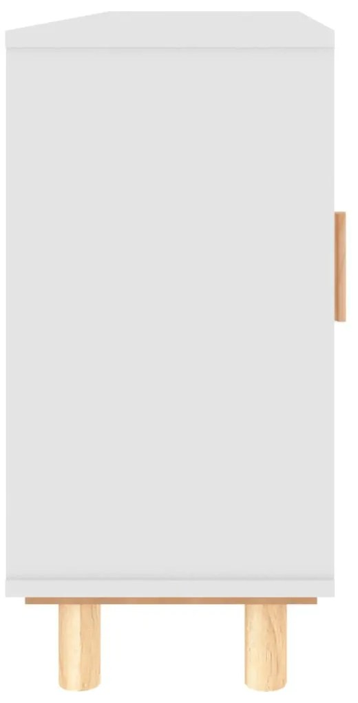 vidaXL Μπουφές Λευκός 105 x 30 x 60 εκ. Μασίφ Πεύκο &amp; Φυσικό Ρατάν