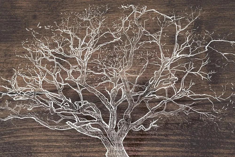 Εικόνα κορώνας δέντρου σε ξύλινο φόντο - 120x80