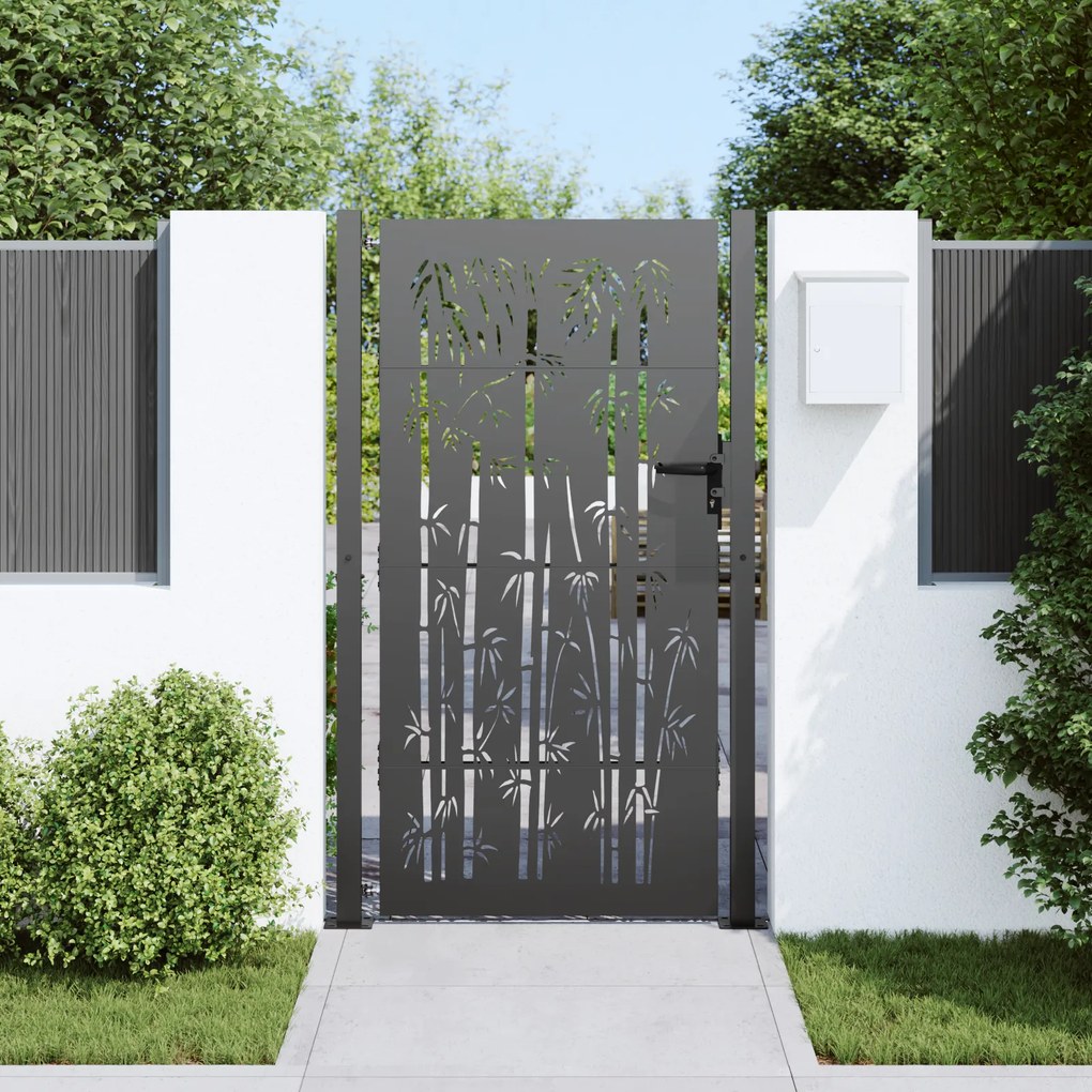 vidaXL Πύλη Κήπου, Πύλη Κήπου 105x75 εκ Υλικό Corten Σχεδιασμός Μπαμπού