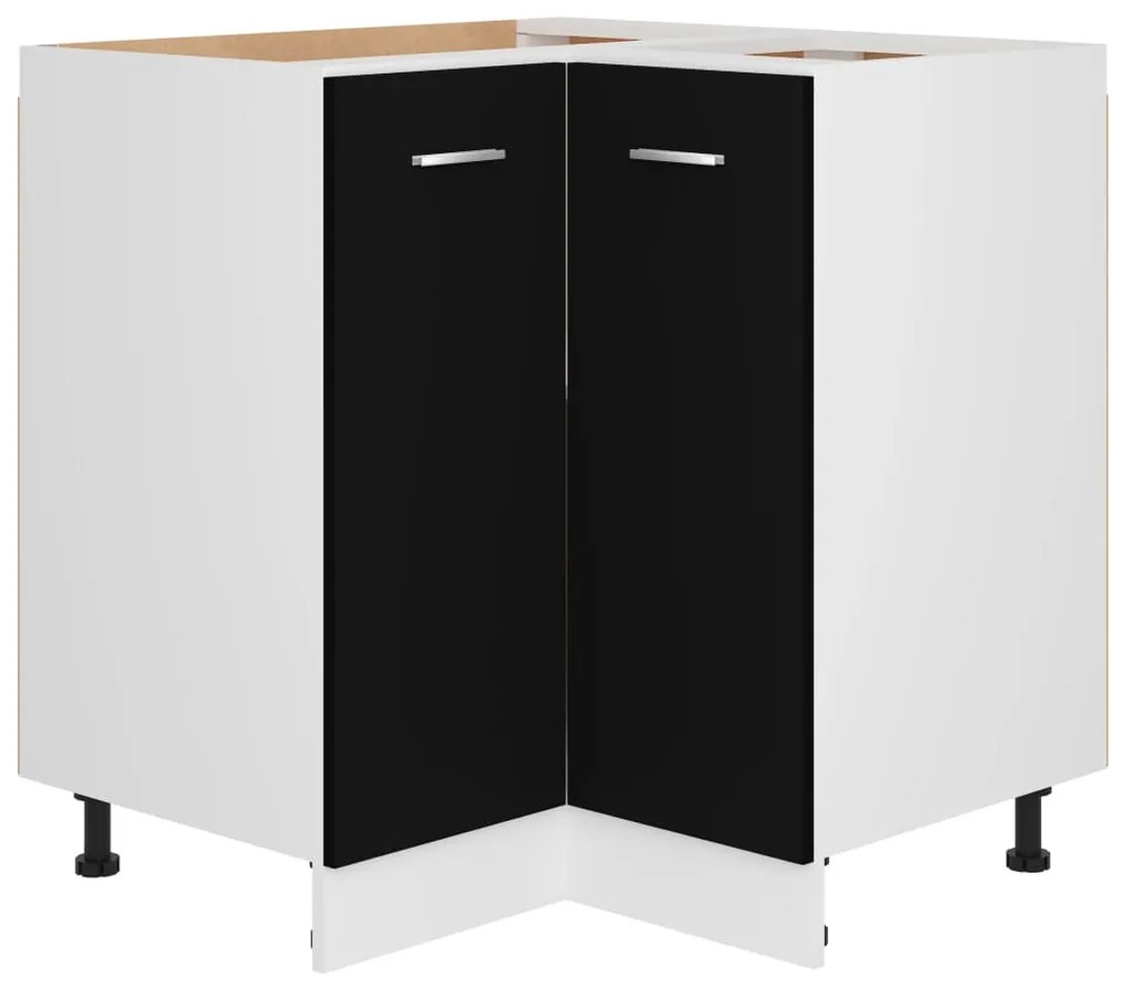 vidaXL Γωνιακό Ντουλάπι "Lyon" Μαύρο 75,5x75,5x81,5 εκ. από Τεχνητό Ξύλο