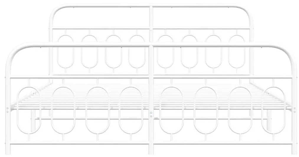 Πλαίσιο Κρεβατιού με Κεφαλάρι&amp;Ποδαρικό Λευκό 183x213εκ. Μέταλλο - Λευκό