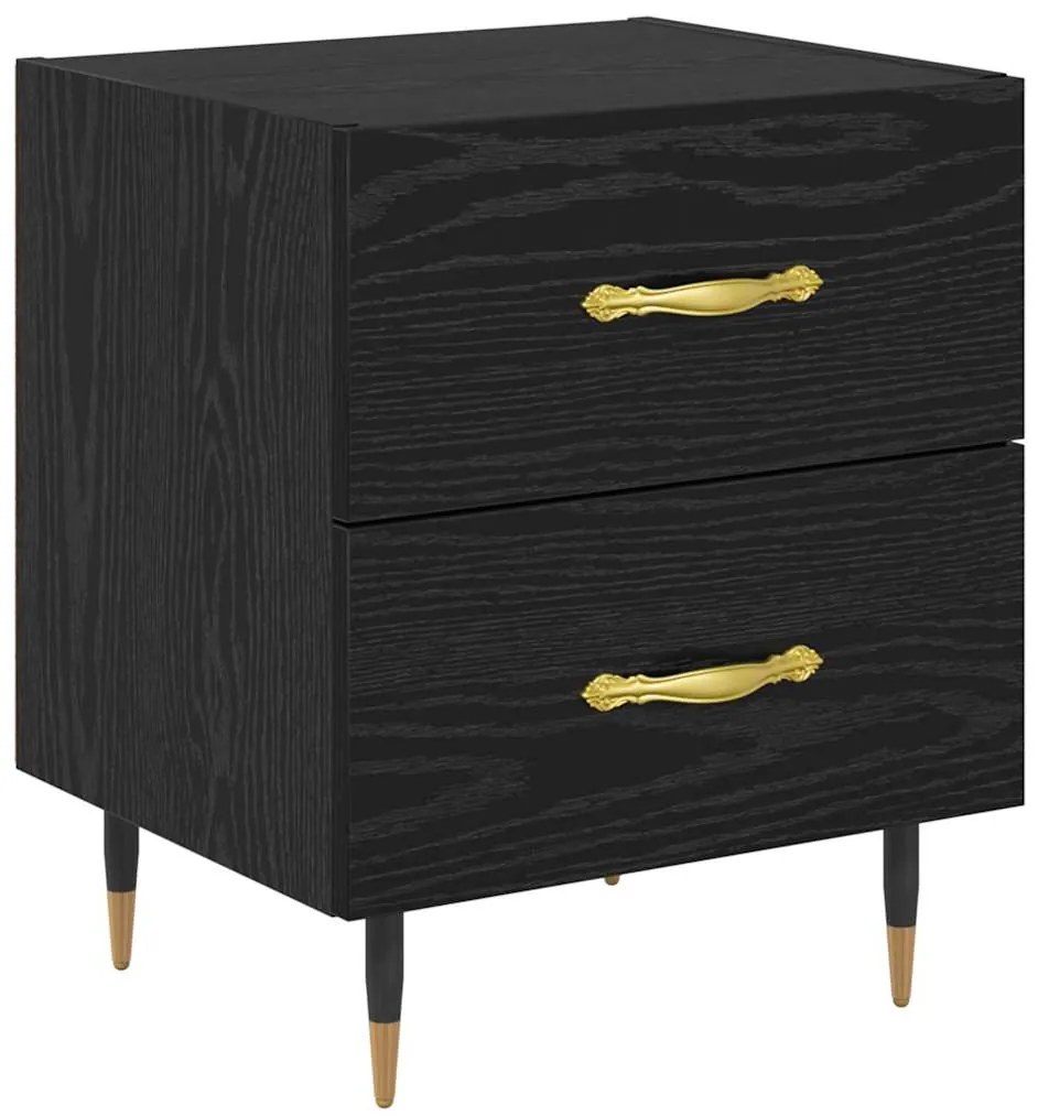 vidaXL Κομοδίνο 2 pcs Μαύρη δρυς 40 x 35 x 47.5 εκ Επεξεργασμένο ξύλο