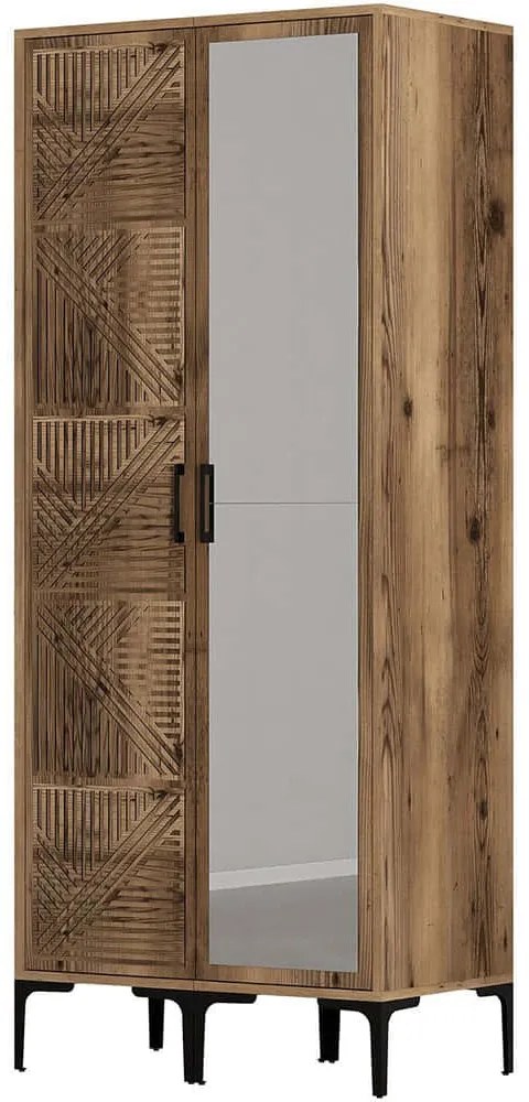 Ντουλάπα Δίφυλλη Kumsal 845HCT5422 80x47,5x201,4cm Walnut Δίφυλλη