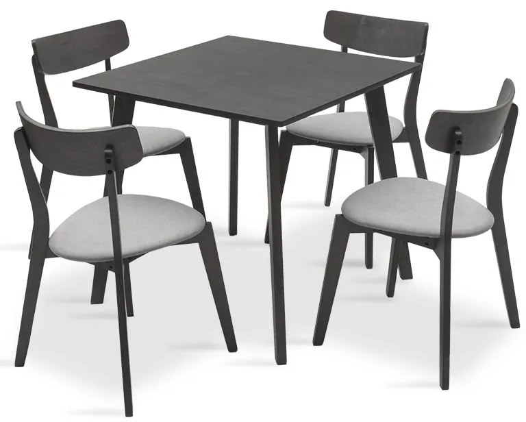 Tραπεζαρία Benson - Toto pakoworld σετ 5τμχ rustic grey - ύφασμα grey 80x80x75εκ