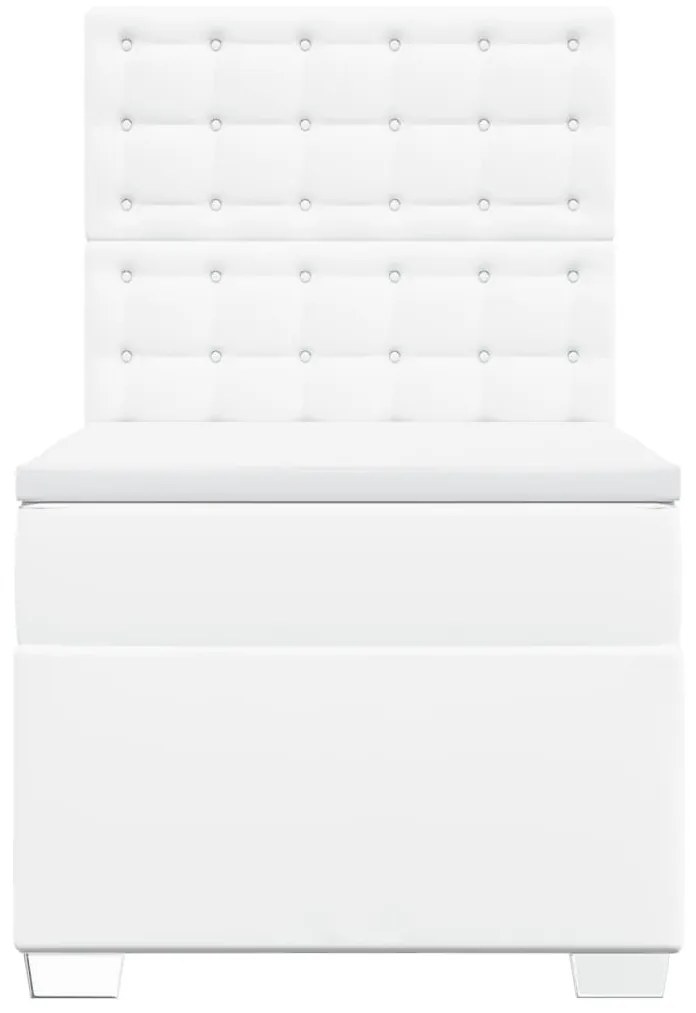 vidaXL Κρεβάτι Boxspring με Στρώμα Λευκό 90x200εκ. από Συνθετικό Δέρμα