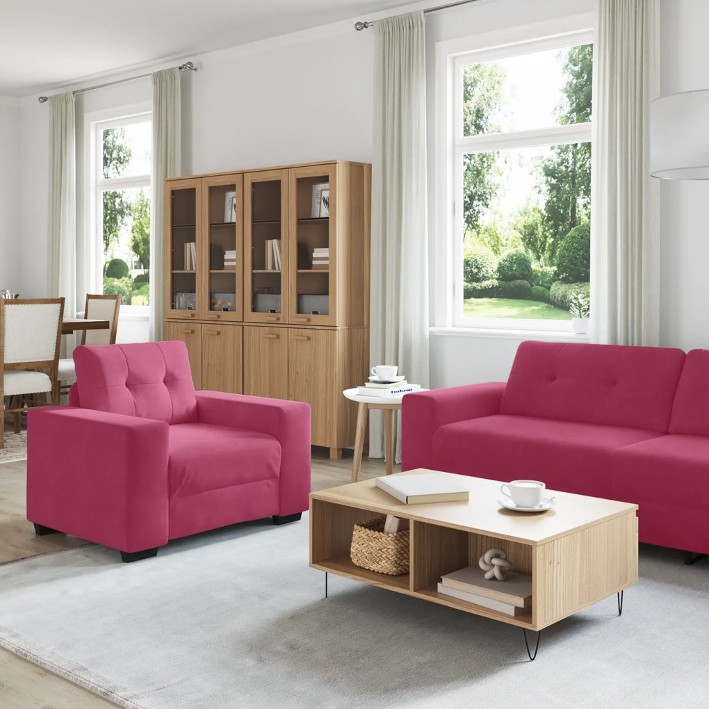 vidaXL Σετ Καναπέ με μαξιλάρι 3 pcs Κόκκινο 221 x 78 x 80 εκ Βελούδο