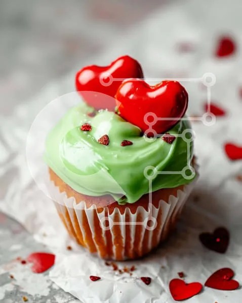 Intra Συλλεκτικό Ξύλινο Παζλ Plywood  4mm - Green Frosted Cupcake με κόκκινες καρδιές Σε Ξύλινο Κουτί - Διαστάσεις: 10x10 cm – 25 κομμάτια