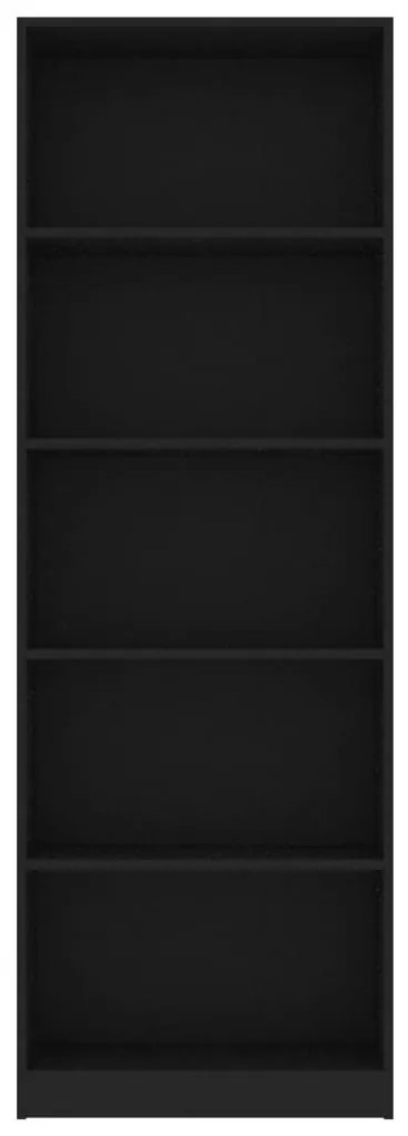 vidaXL Βιβλιοθήκη με 5 Ράφια Μαύρη 60 x 24 x 175 εκ. από Μοριοσανίδα