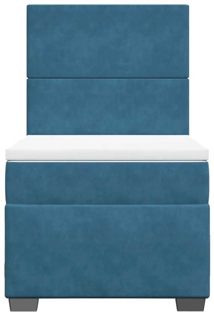 vidaXL Κρεβάτι Boxspring με Στρώμα Μπλε 80 x 200 εκ. Βελούδινο