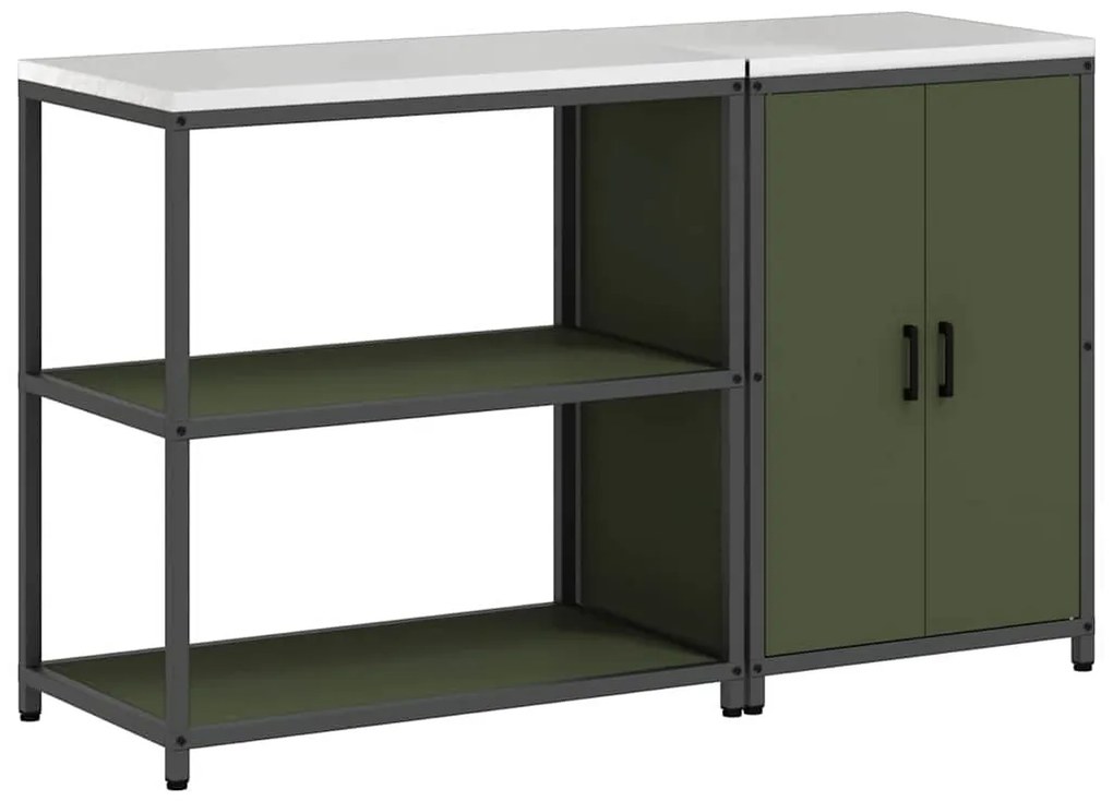 vidaXL Σετ Αποθήκευσης Κουζίνας με ράφι με πόρτα 2 pcs Ελιά Πράσινη
