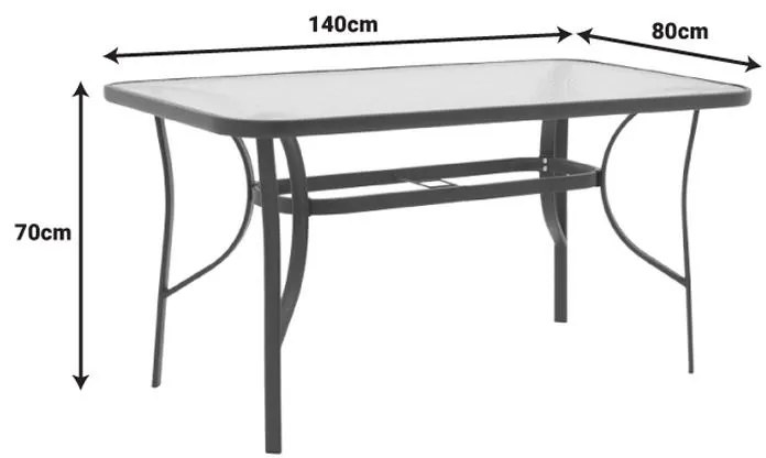 Τραπέζι Valor μέταλλο καφέ-γυαλί 140x80x70εκ 140x80x70 εκ.