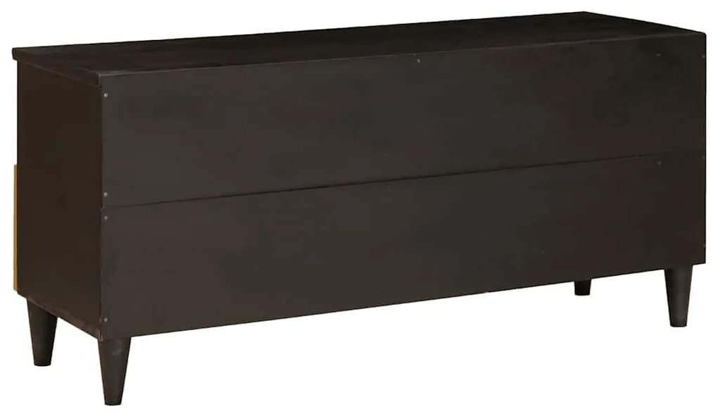 vidaXL Ντουλάπι TV Μαύρο και Χρυσό 100 x 33 x 46 εκ Μασίφ ξύλο μάνγκο