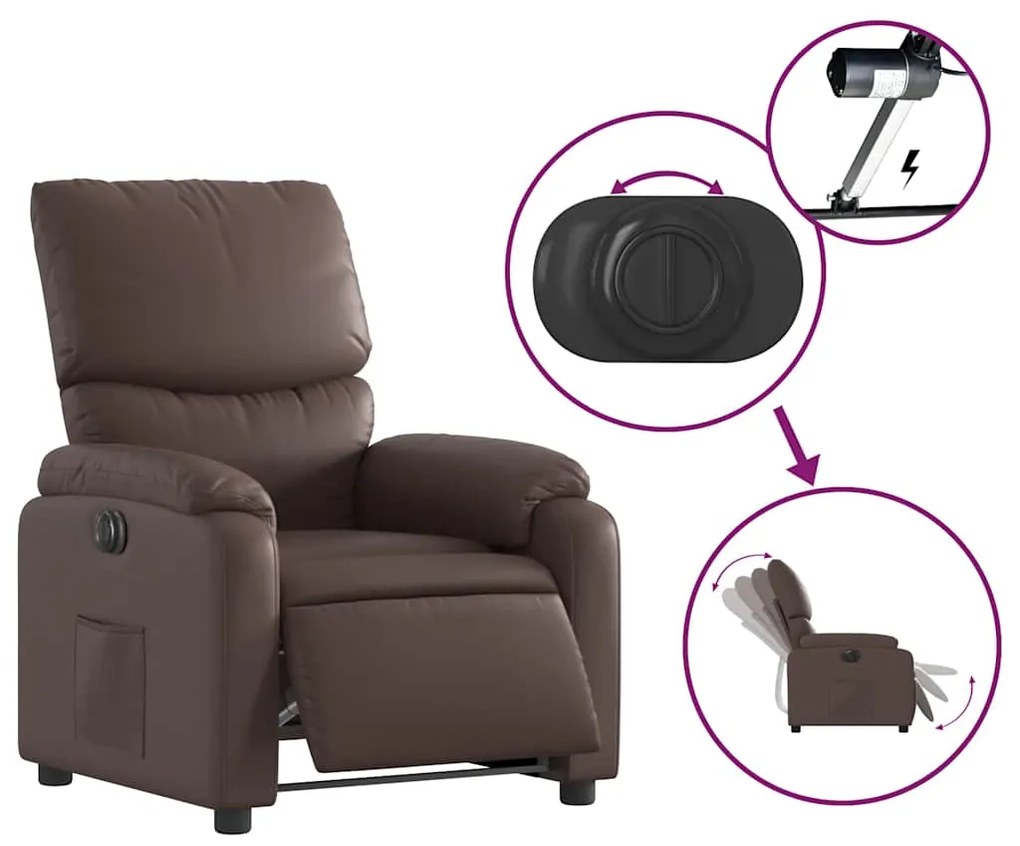 vidaXL Πολυθρόνα Ηλεκτρική Ανακλινόμενη Καφέ Συνθ. Δέρμα