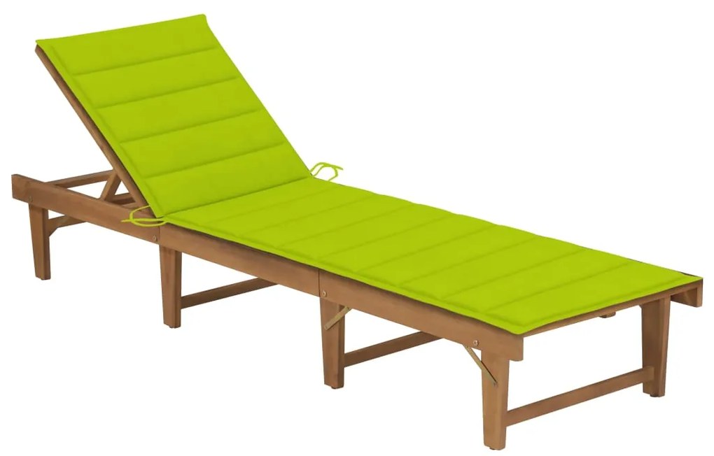 Ξαπλώστρα Πτυσσόμενη από Μασίφ Ξύλο Ακακίας με Μαξιλάρι