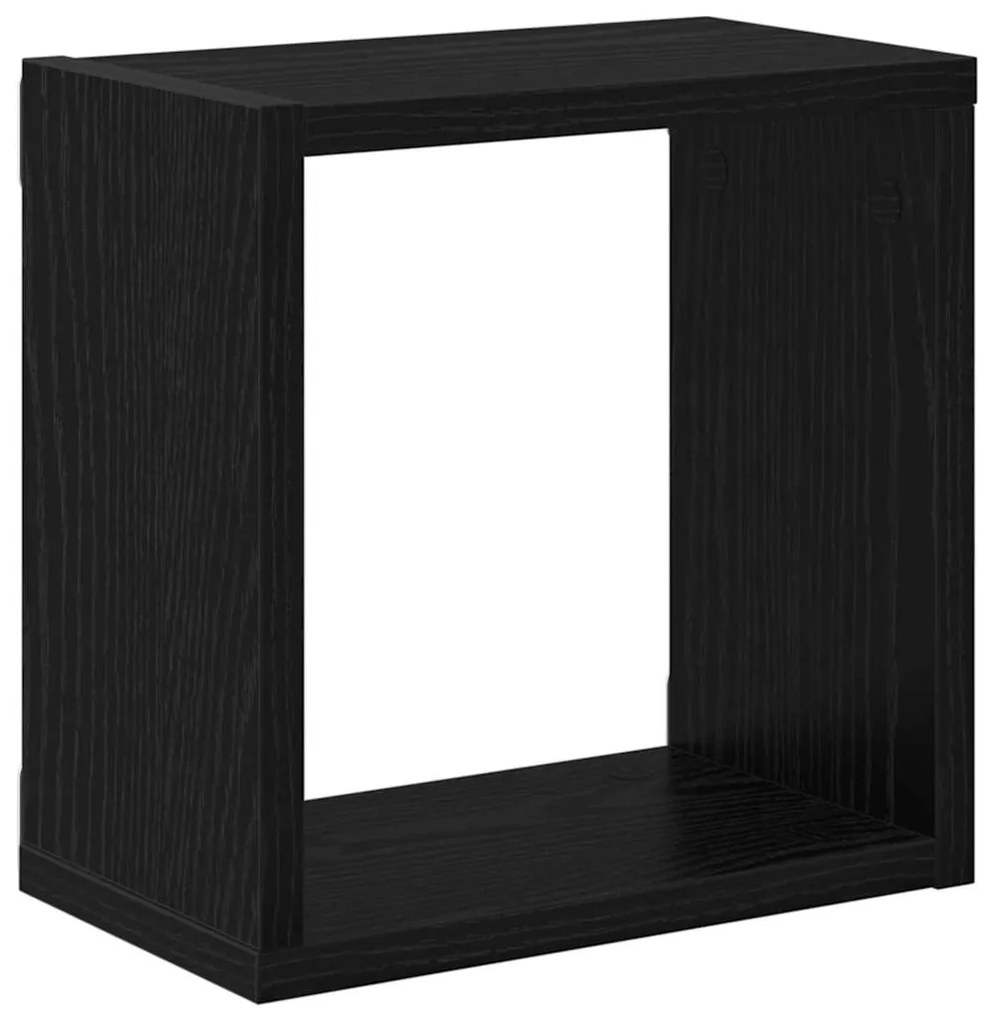 vidaXL Ράφια Τοίχου με ράφι Επιτοίχιο 2 pcs Μαύρη Οξυά 26 x 15 x 26 cm