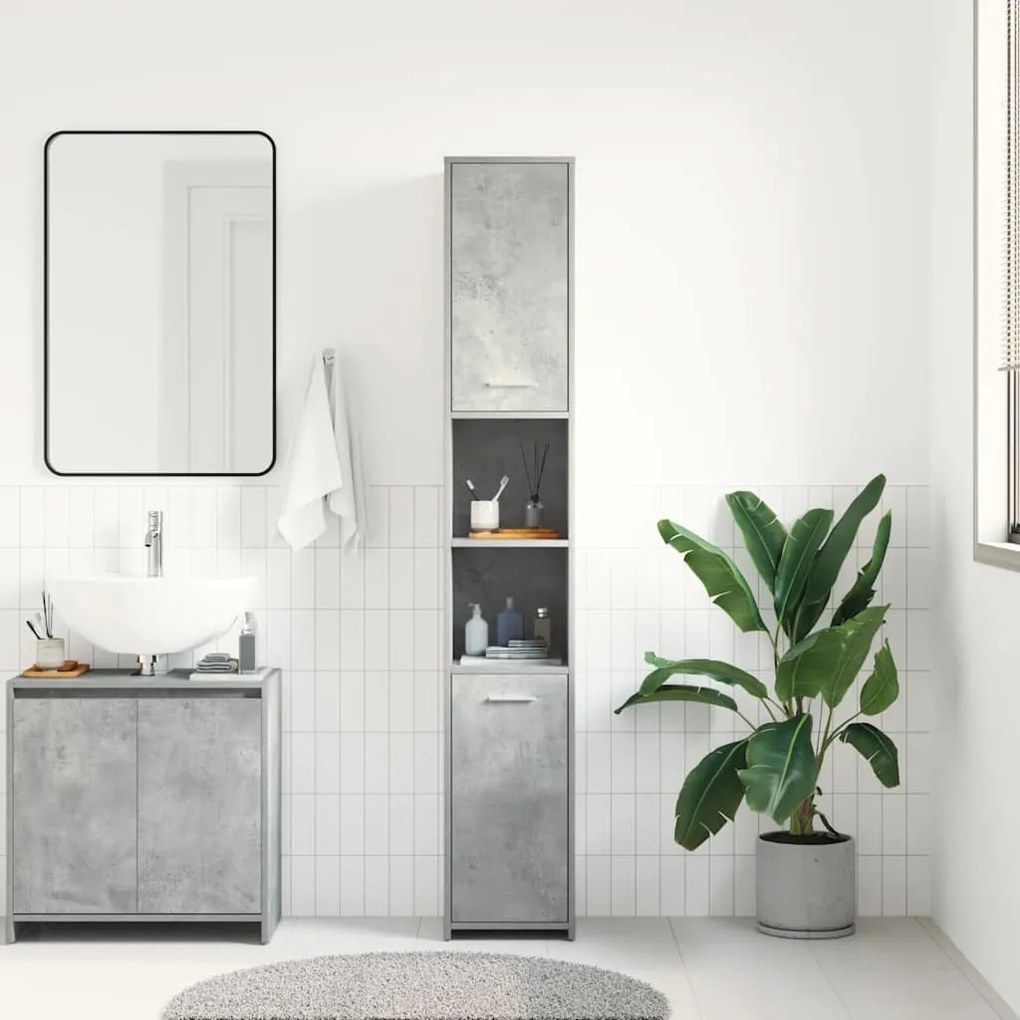 vidaXL Στήλη Μπάνιου Γκρι Σκυροδέματος 30x30x183,5 εκ. Επεξεργ. Ξύλο