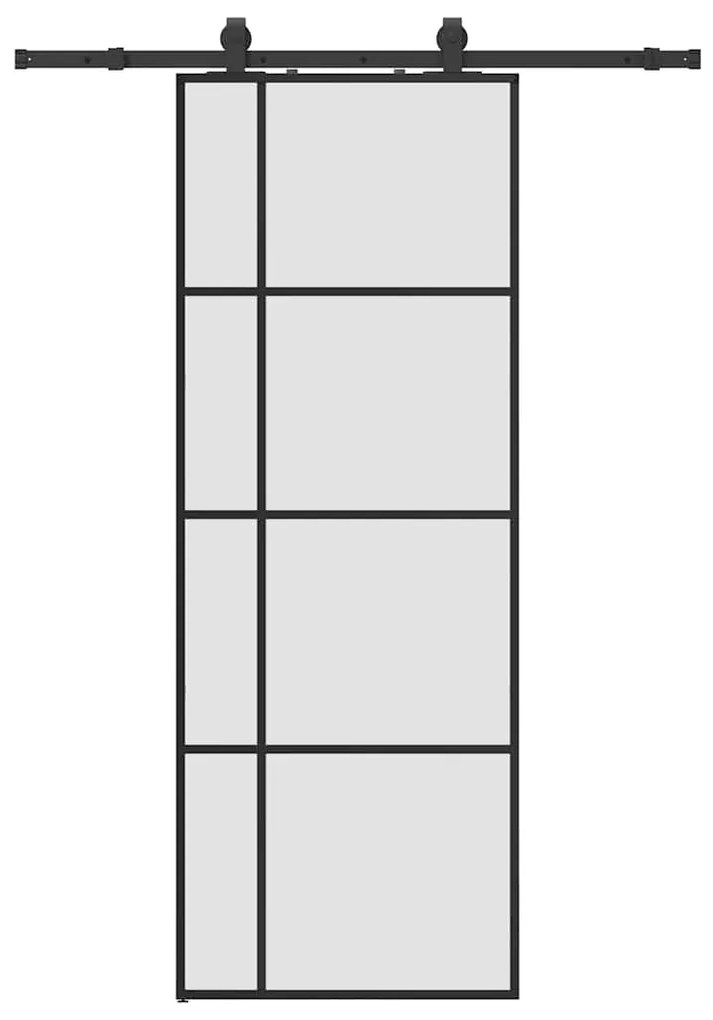 vidaXL Συρόμενη Πόρτα με Μηχανισμό Μαύρο 76x205 εκ. Γυαλί ESG