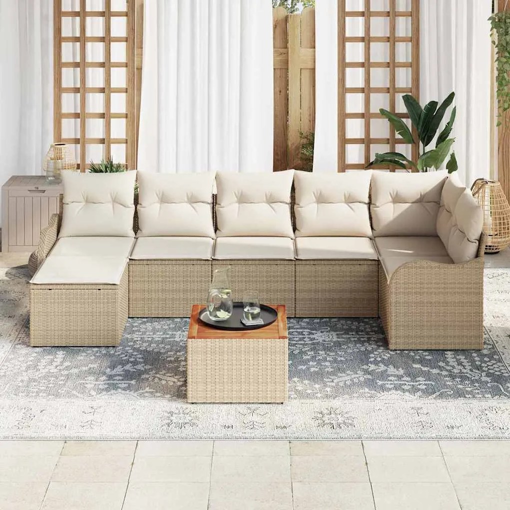 vidaXL Σετ Καναπέ Κήπου 8 pcs Beige, λευκό