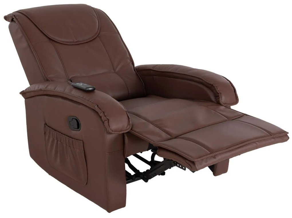 Πολυθρόνα RELAX ROCCA με Μηχανισμό MASSAGE και PU Καφέ σκούρο 80x96x97 εκ. 80x96x97 εκ.