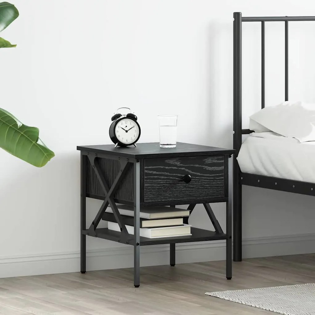 vidaXL Κομοδίνο με συρτάρι Μαύρη δρυς 40 x 42 x 45 εκ.