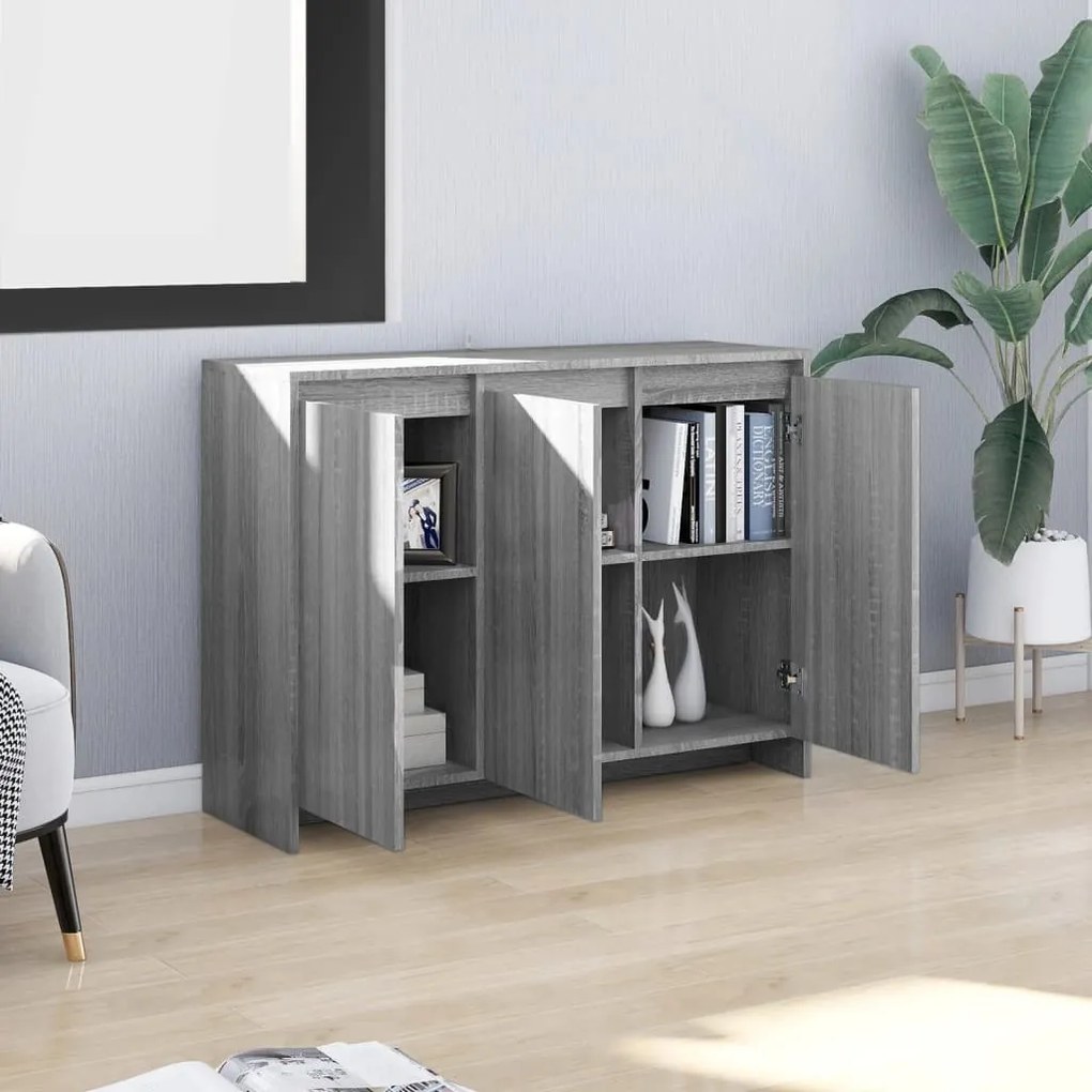 vidaXL Μπουφές Γκρι Sonoma 102x33x75 εκ. από Επεξεργασμένο Ξύλο
