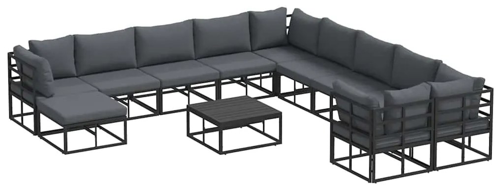 vidaXL Σετ Καναπέ Κήπου 12 pcs Μαύρο Μέταλλο