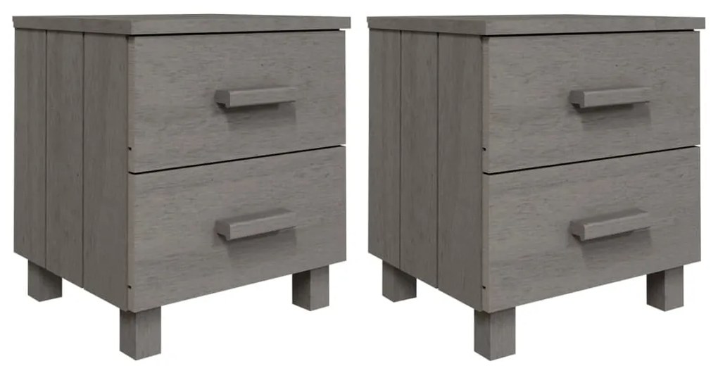vidaXL Κομοδίνο HAMAR 2 Τεμ. Αν. Γκρι 40x35x44,5εκ. Μασίφ Ξύλο Πεύκου