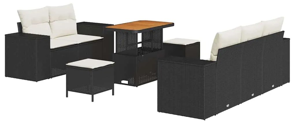 vidaXL Σετ Καναπέ Κήπου 8 pcs Μαύρο και κρεμ 90 x 55 x 71 cm