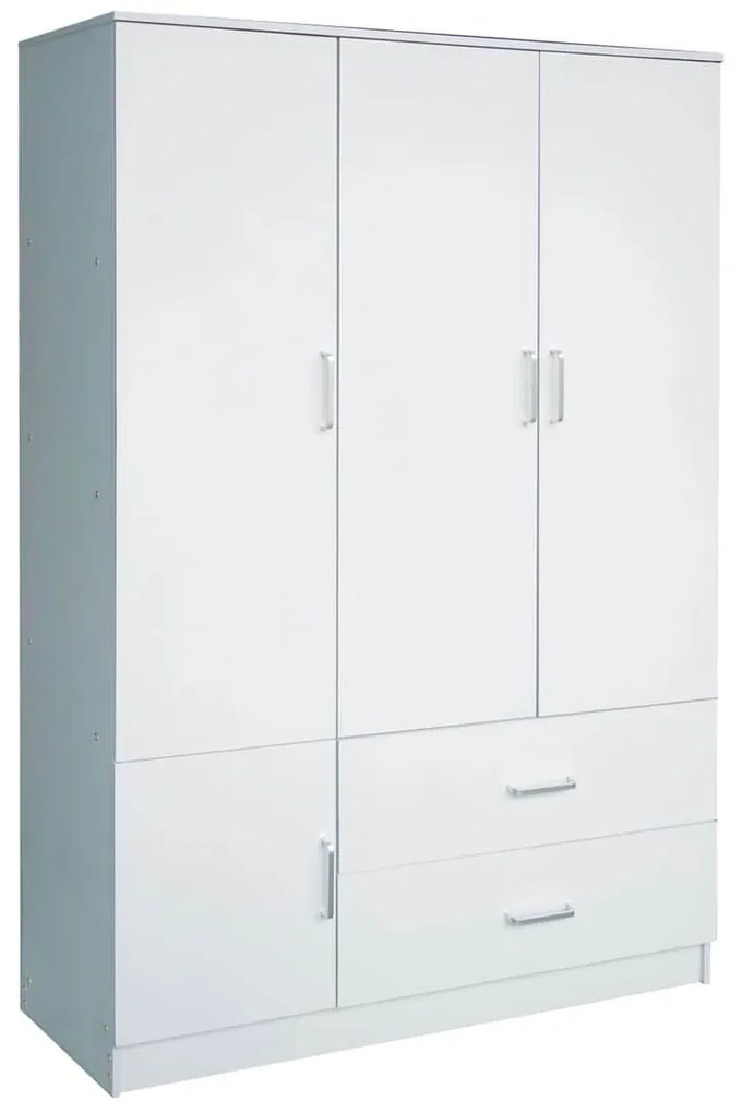 CLOSET Ντουλάπα Τετράφυλλη, 5 Ράφια, 2 Συρτάρια, Θέσεις για Κρεμάστρες, Απόχρωση Άσπρο 1τμχ