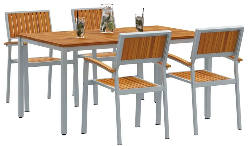 vidaXL Σέτ φαγητού για κήπο 5 pcs Γκρι και καφέ 150 x 90 x 75 cm