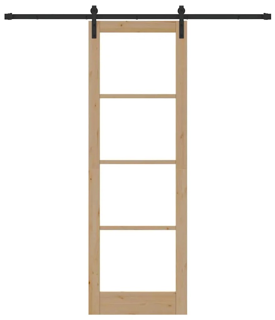 vidaXL Συρόμενη Πόρτα Χειροκίνητος Καφέ 78 x 232 cm Ξύλο και μέταλλο