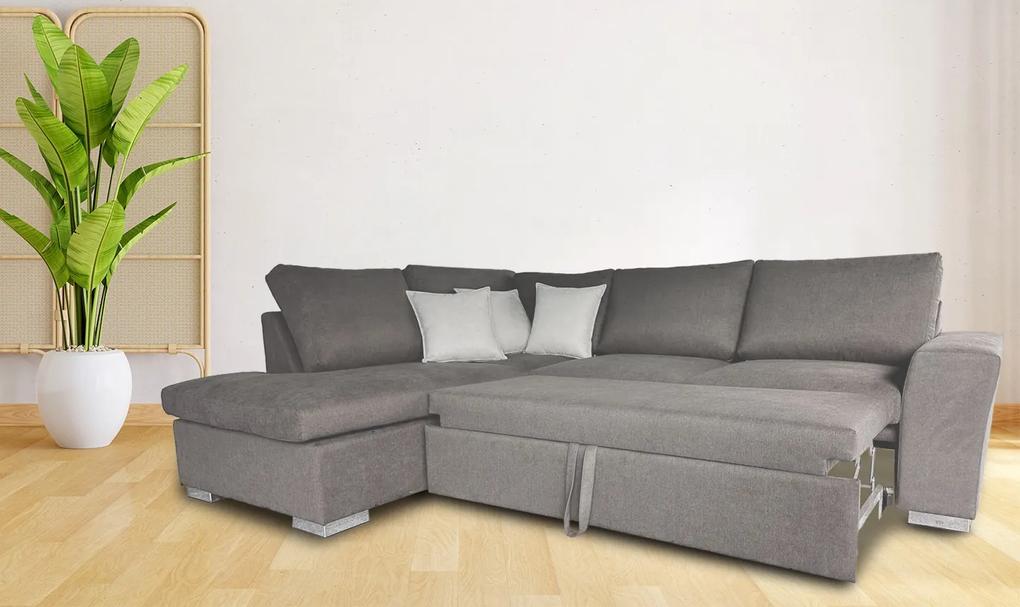 Γωνιακός Καναπές-Κρεβάτι Logan με αποθηκευτικό χώρο 280x200x95cm Γκρι – Αριστερή Γωνία – VAS5896