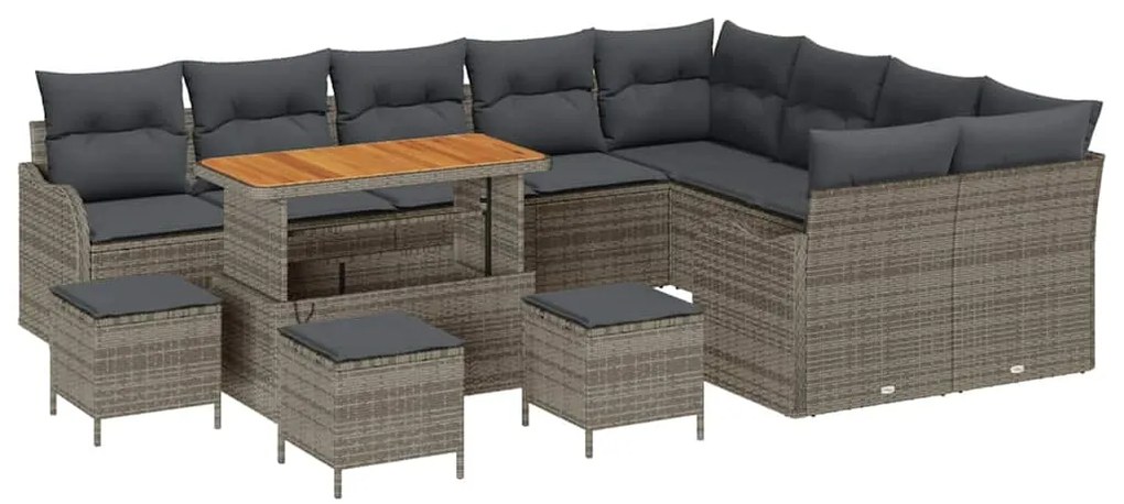 vidaXL Σετ Καναπέ Κήπου 13 pcs Γκρι συνθετικό ρατάν