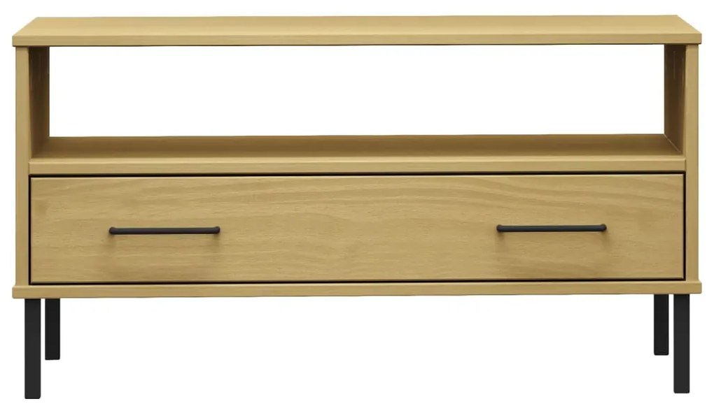 vidaXL Τραπεζάκι Σαλονιού OSLO Καφέ 85x50x45 εκ. Μασίφ Ξύλο Μετ. Πόδια