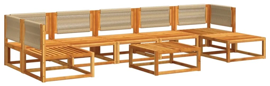 vidaXL Σετ Καναπέδων Κήπου 8 Τεμαχίων με Μαξιλάρια από Ξύλο Ακακίας και Σχοινί