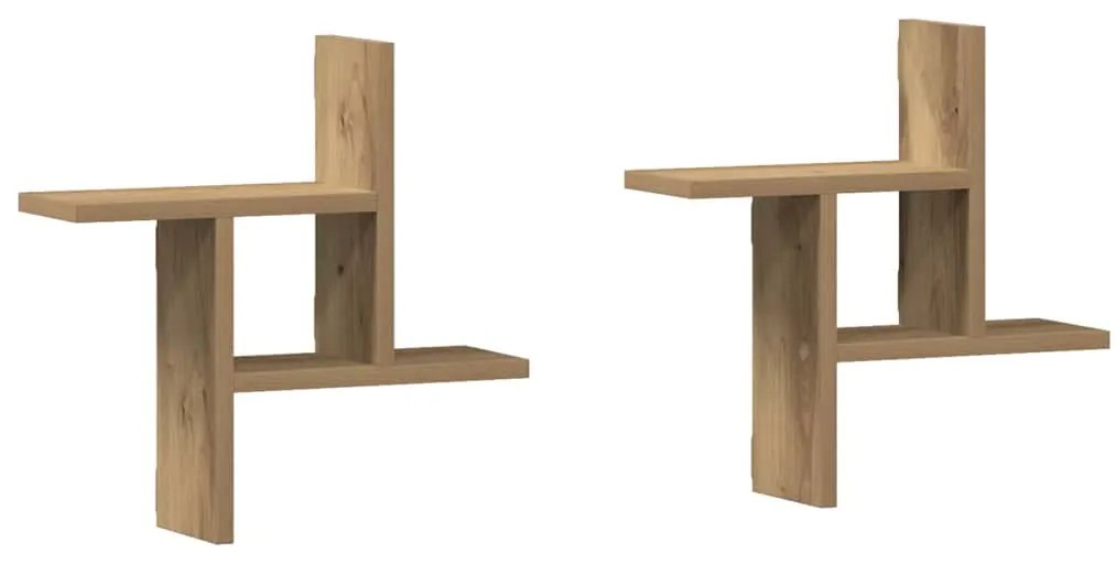 vidaXL Ραφιέρες Τοίχου 2 τεμ. Αρτισιανή Δρυς 38x12x38 εκ. Επεξ. Ξύλο