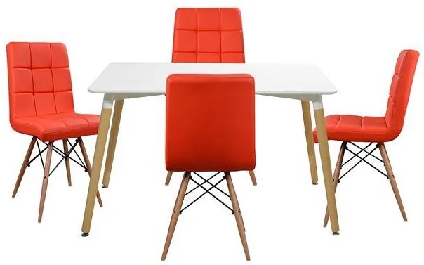 Σετ τραπεζαρίας C10077.04 5τμχ με Τραπέζι MINIMAL 120x80x73εκ. &amp; Καρέκλες ROSA Κόκκινες