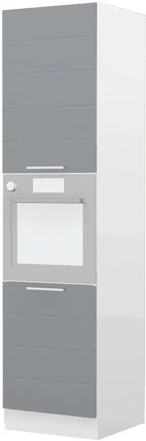 Επιδαπέδιο ντουλάπι φούρνου ψηλό Hudson K23-60-2KR-Λευκό γυαλιστερό - Γκρι - 60.00Χ60.00Χ235.00cm